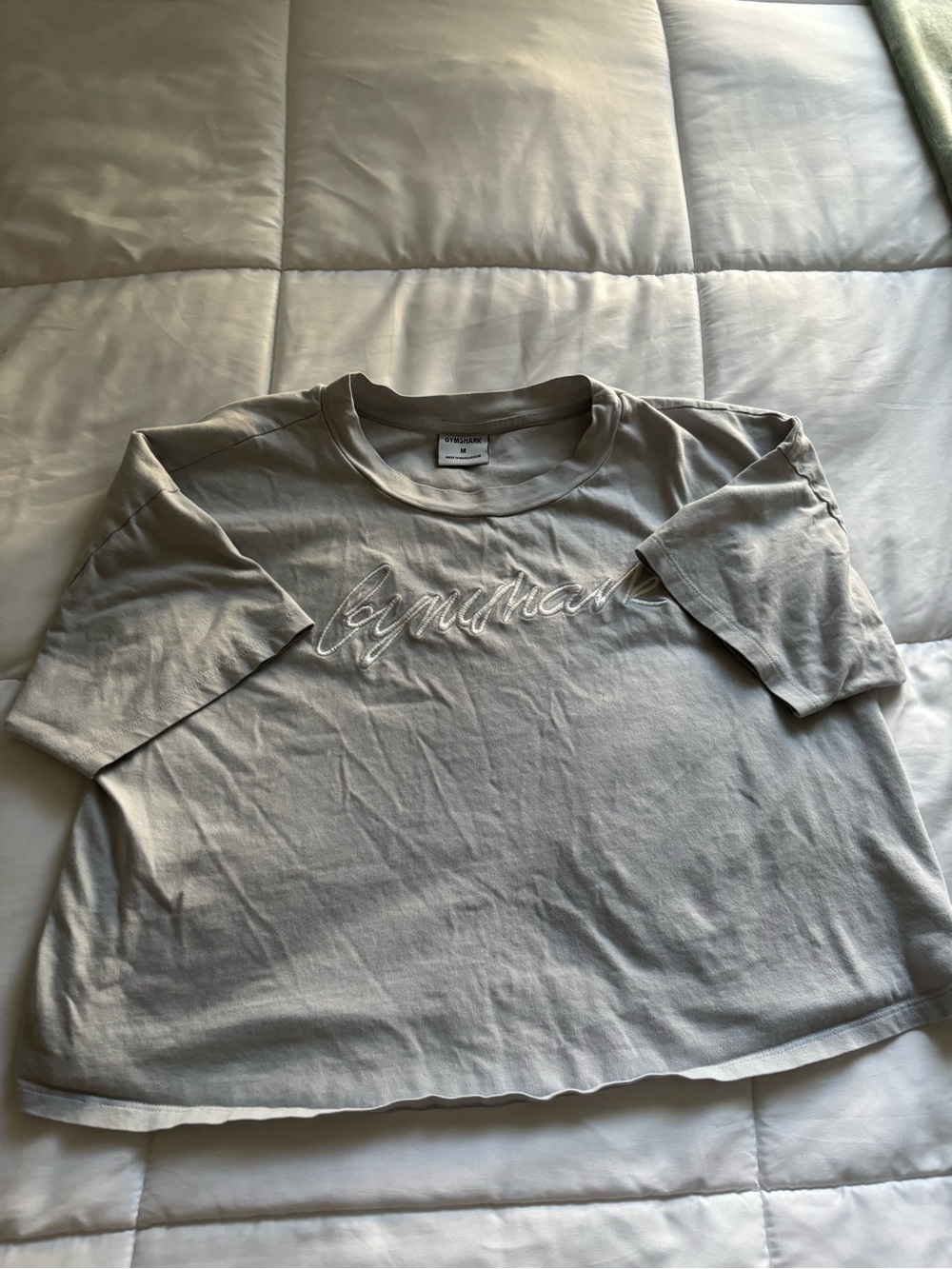 Gymshark Embroidered Script Tee — Light Gray - Picture 3 of 4